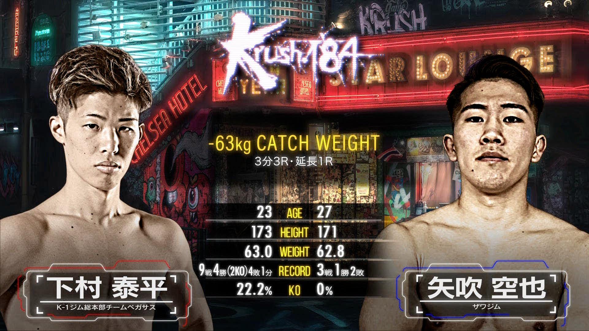 Krush 2026 - 1.25 - 第1試合/-63kg契約 下村 泰平 vs 矢吹 空也 (格闘