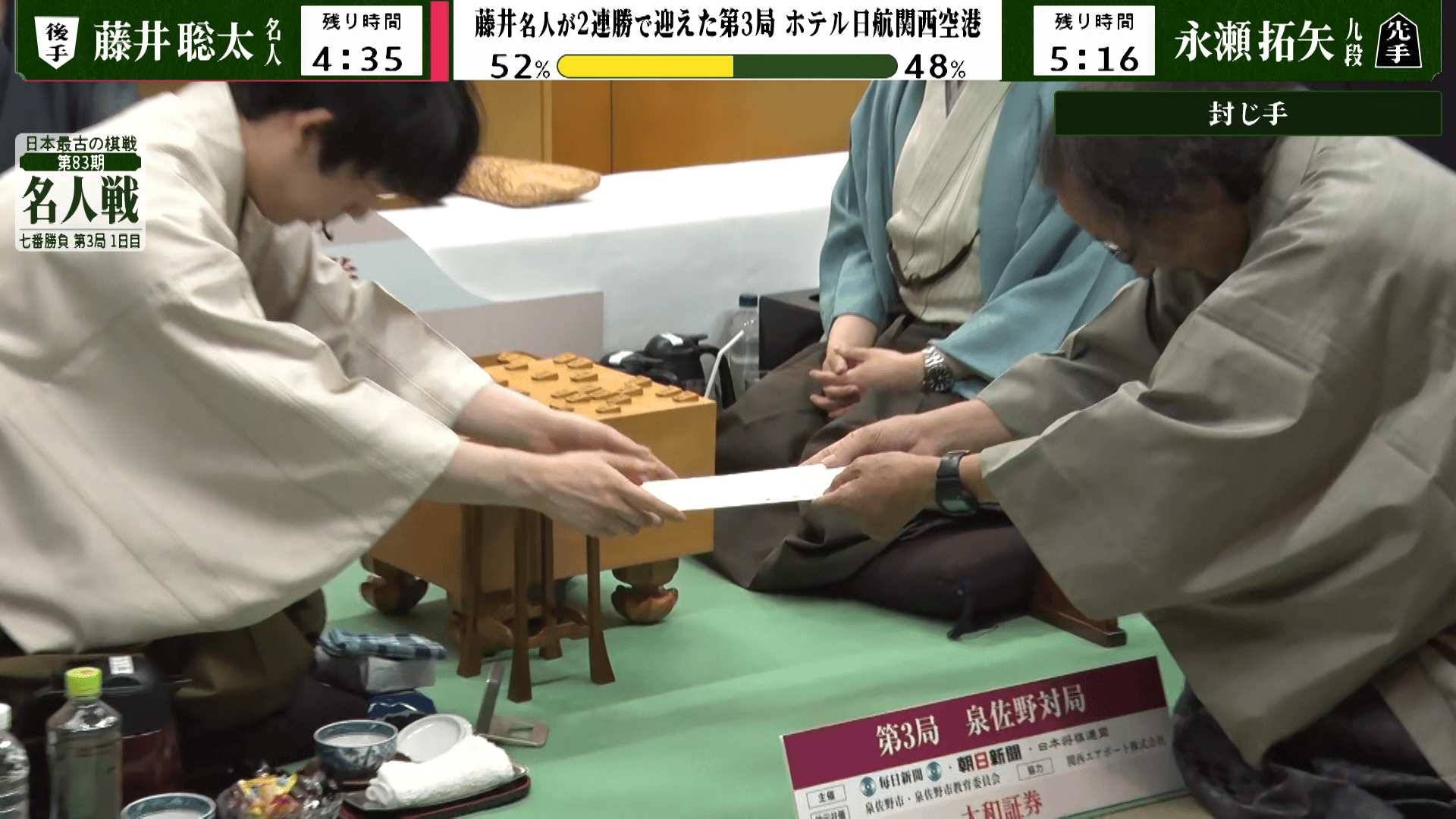 将棋　名人戦　封じ手 名人戦第2局 永瀬九段の封じ手は8五歩 | 毎日新聞