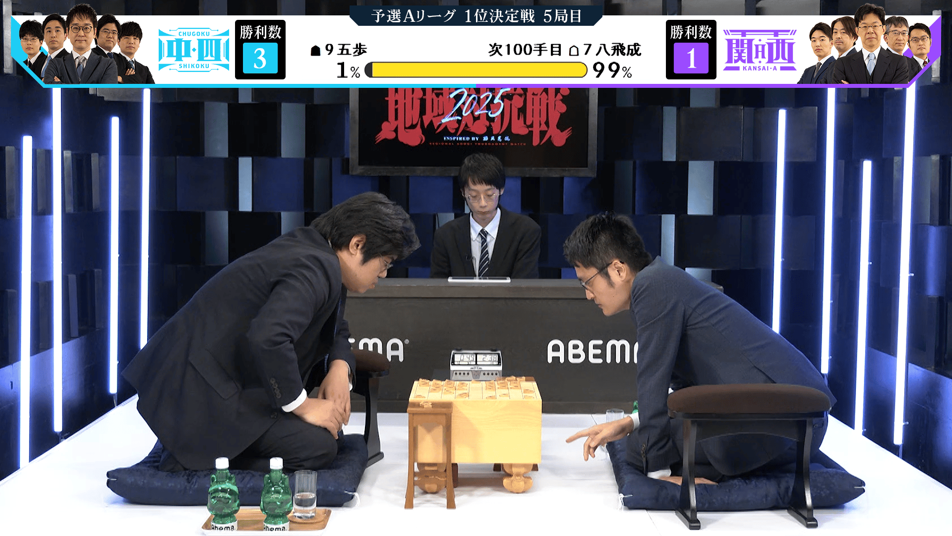 ABEMA地域対抗戦2025 - 予選 - 関西A・稲葉陽八段、指を動かしながら 