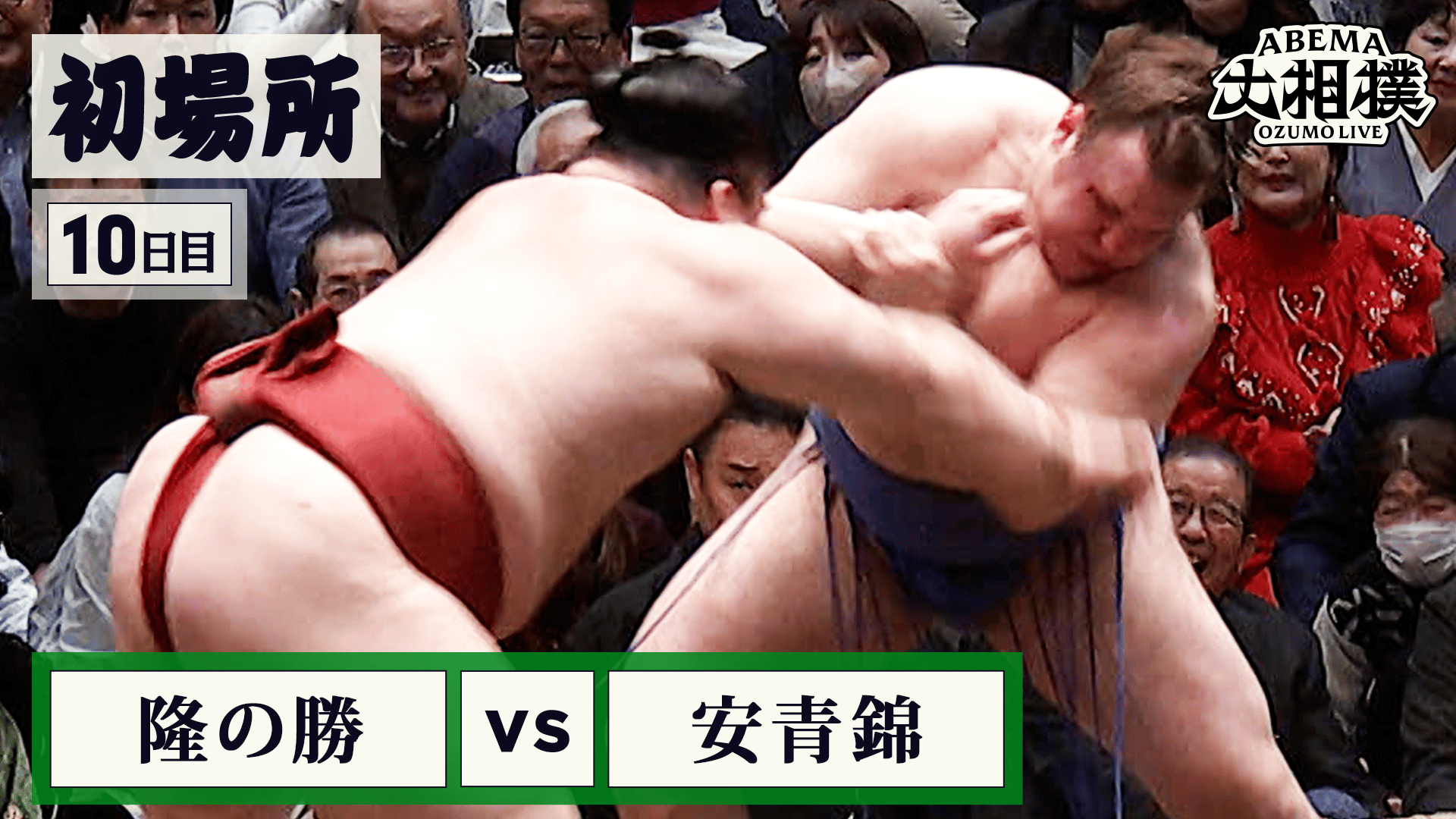 隆の勝(前頭3) vs 安青錦(大関)|初場所 10日目 1.20 - ABEMA大相撲2026
