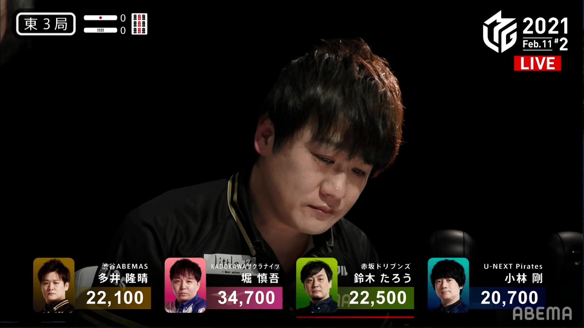 2/11 2G東3 たろう、小林のリーチをかわす多井の見事な三色ツモ!