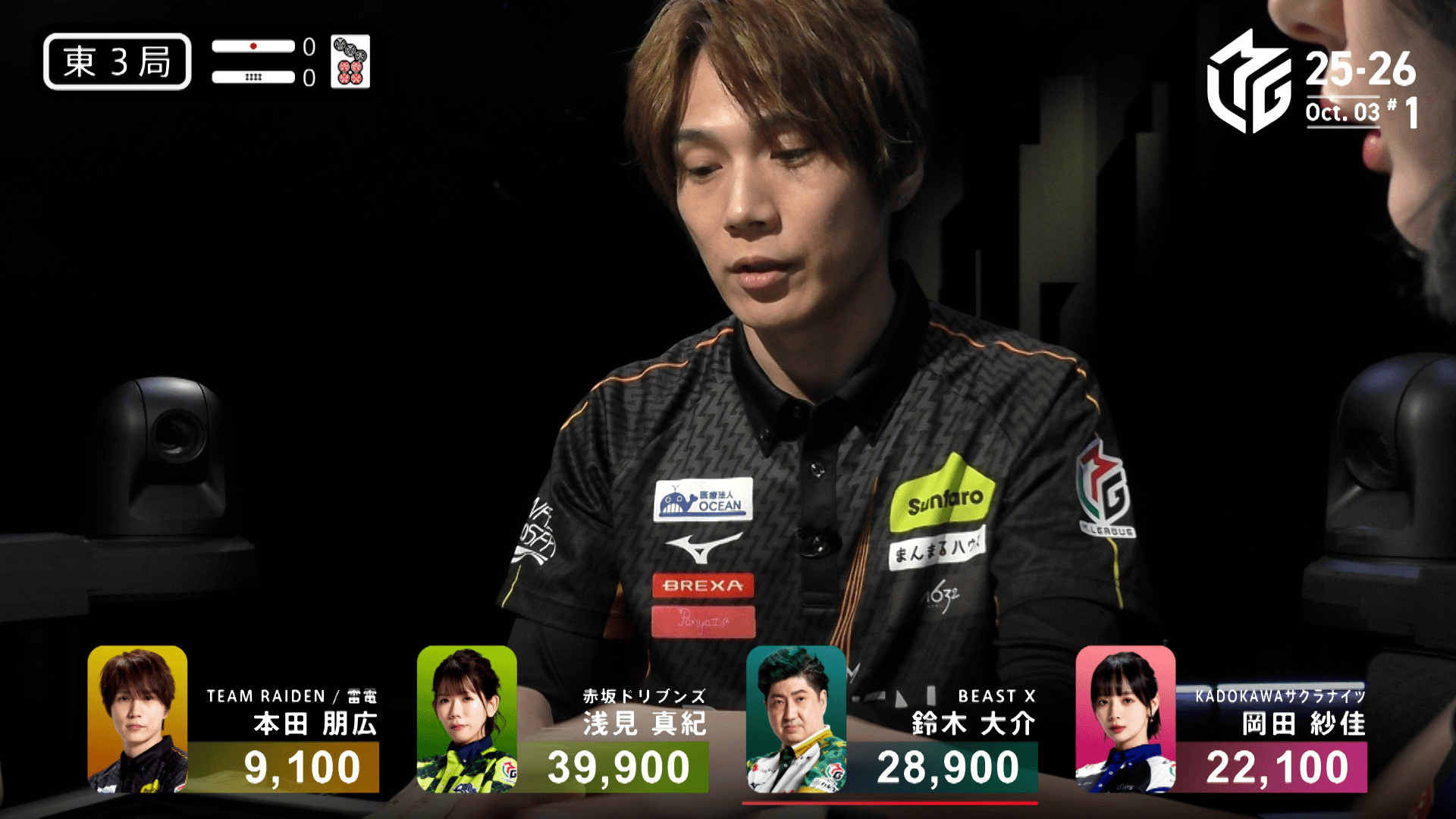 Mリーグ - ベストコレクション - 本田朋広:10/3 1G 東3 お誕生日配牌