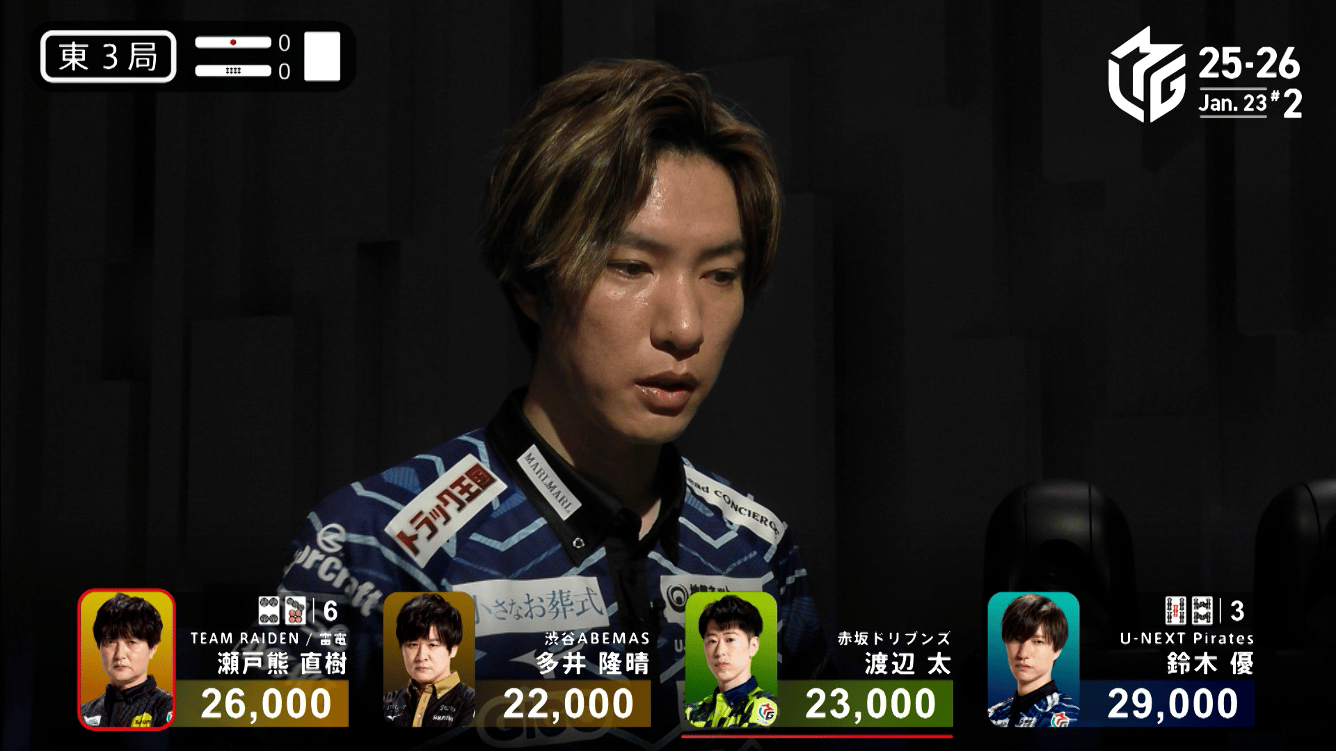 Mリーグ - ベストコレクション - 鈴木優:1/23 2G 東3 卓上はフィーバー