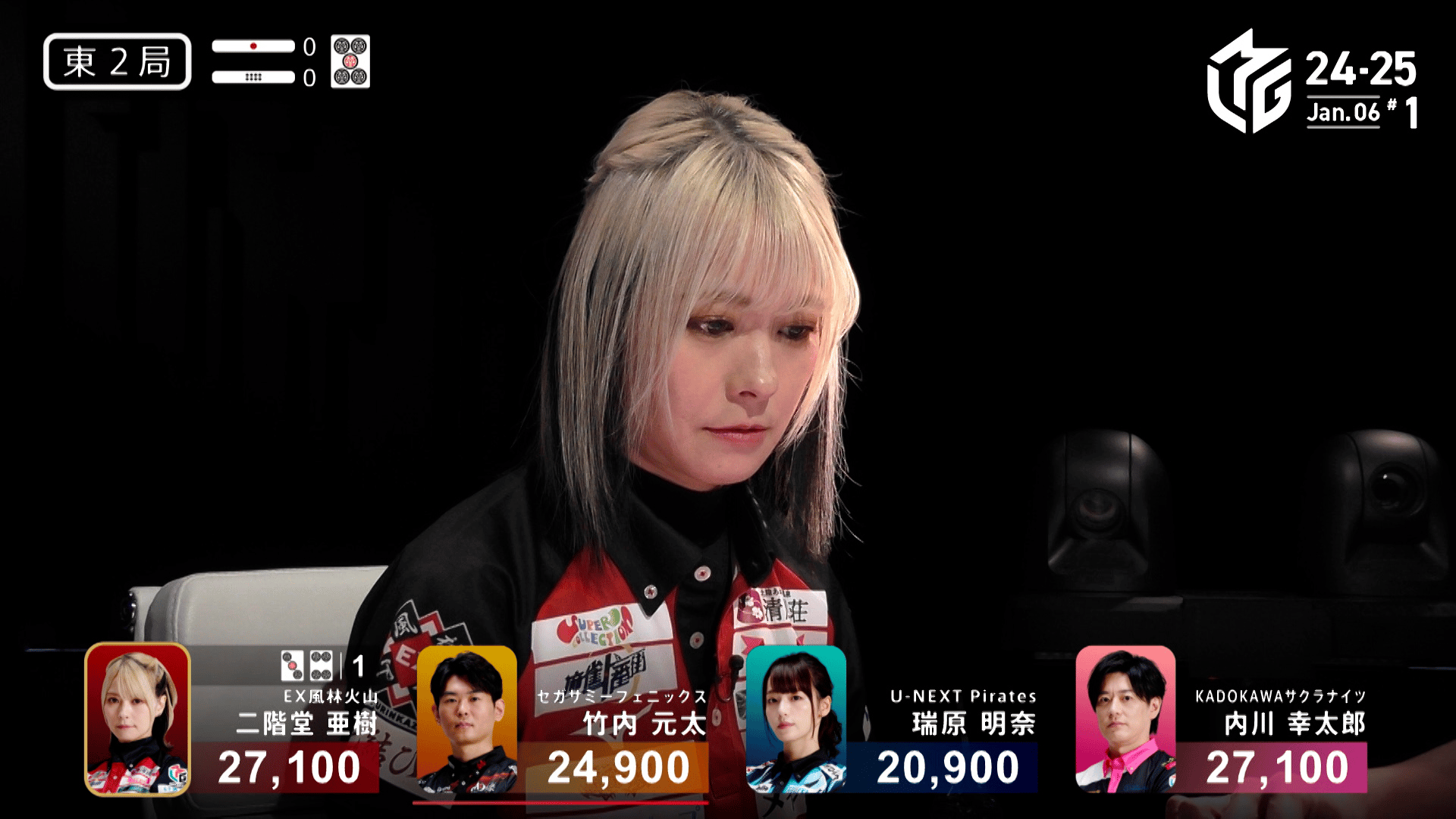 Mリーグ - ベストコレクション - 二階堂亜樹:1/6 1G 東2 ウラ目とウラ