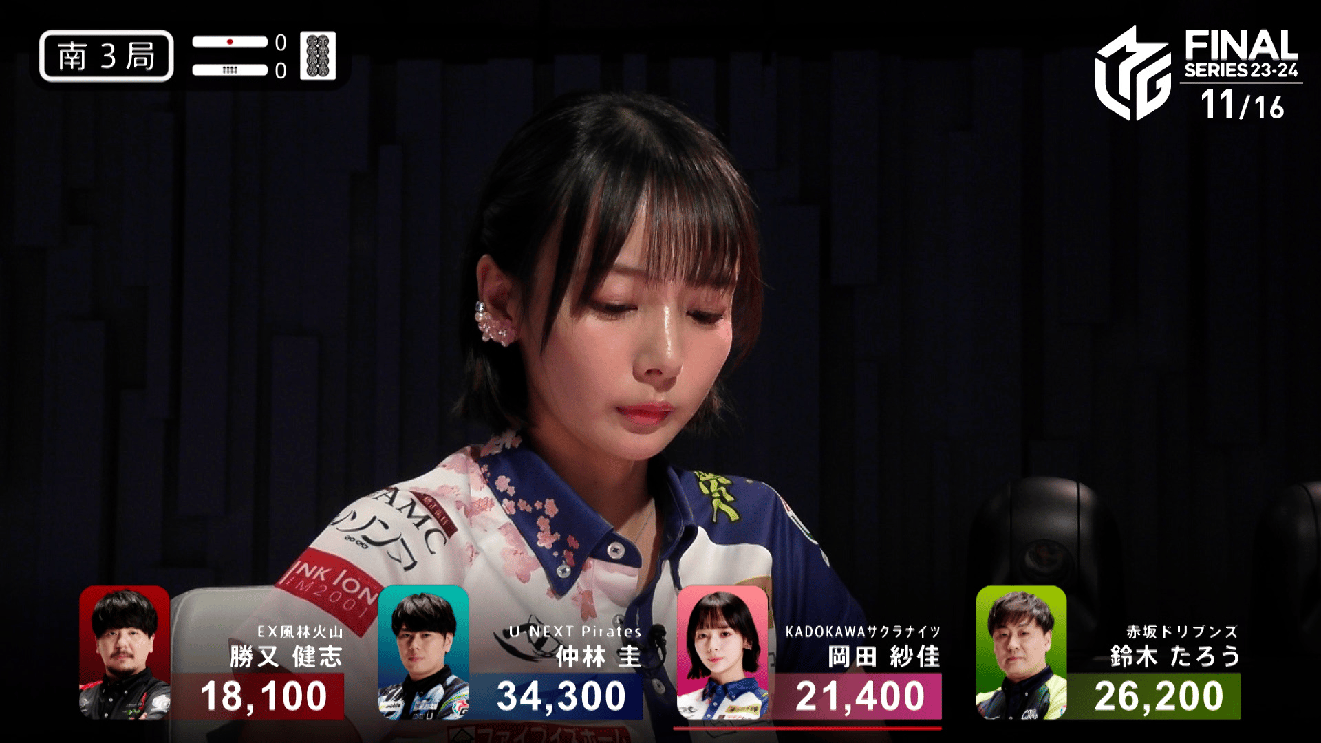 Mリーグ - ベストコレクション - 岡田紗佳:5/14 1G 南3 サクラの希望