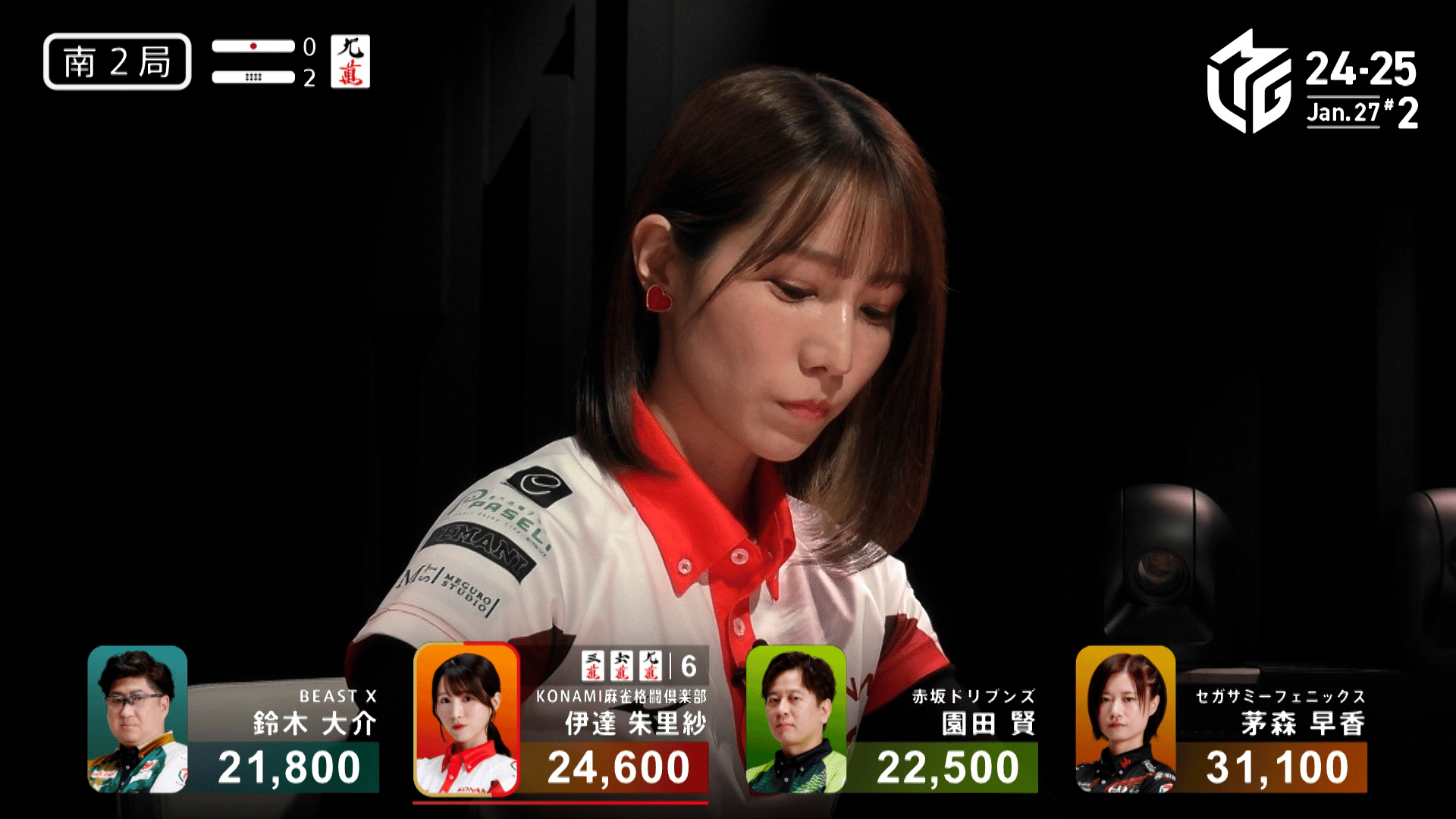 Mリーグ - ベストコレクション - 伊達朱里紗:1/27 2G 美しい手牌の成長