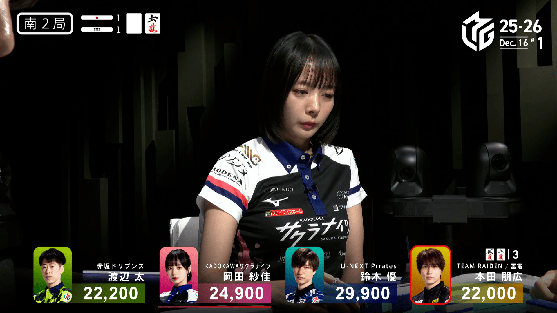 Mリーグ - ベストコレクション - 岡田紗佳:12/16 1G 南2-1 リーチに親