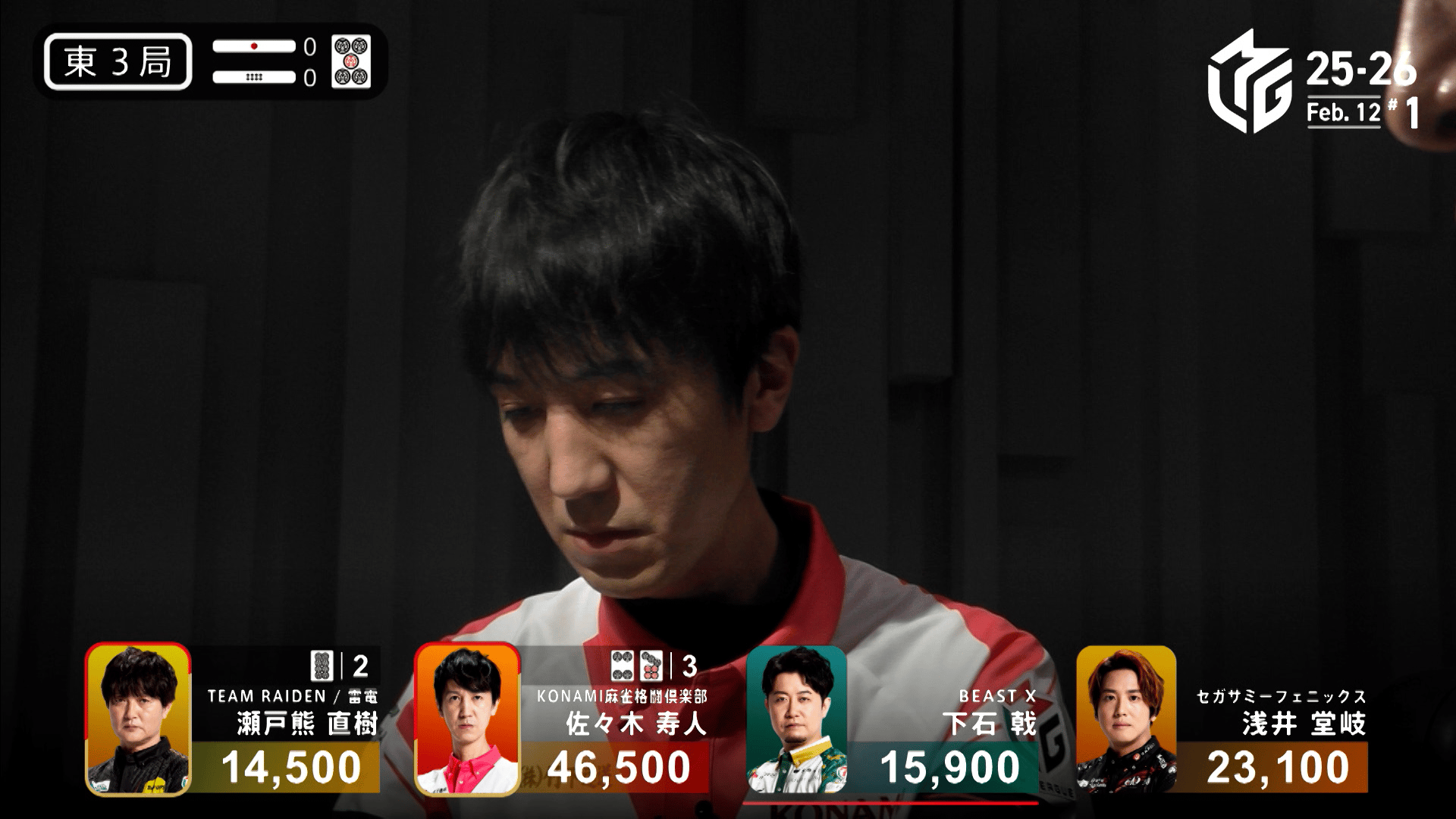 Mリーグ - ベストコレクション - 佐々木寿人:2/12 1G 東3 2人のツモ