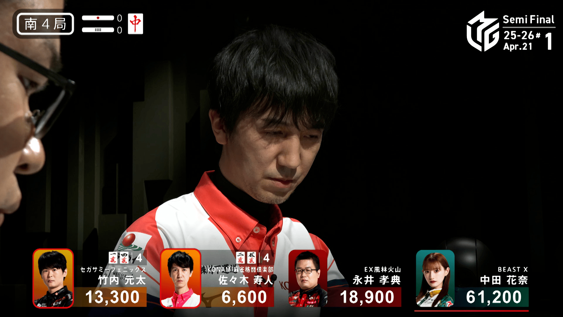 Mリーグ - ベストコレクション - 佐々木寿人:4/21 1G 南4 着順争いの