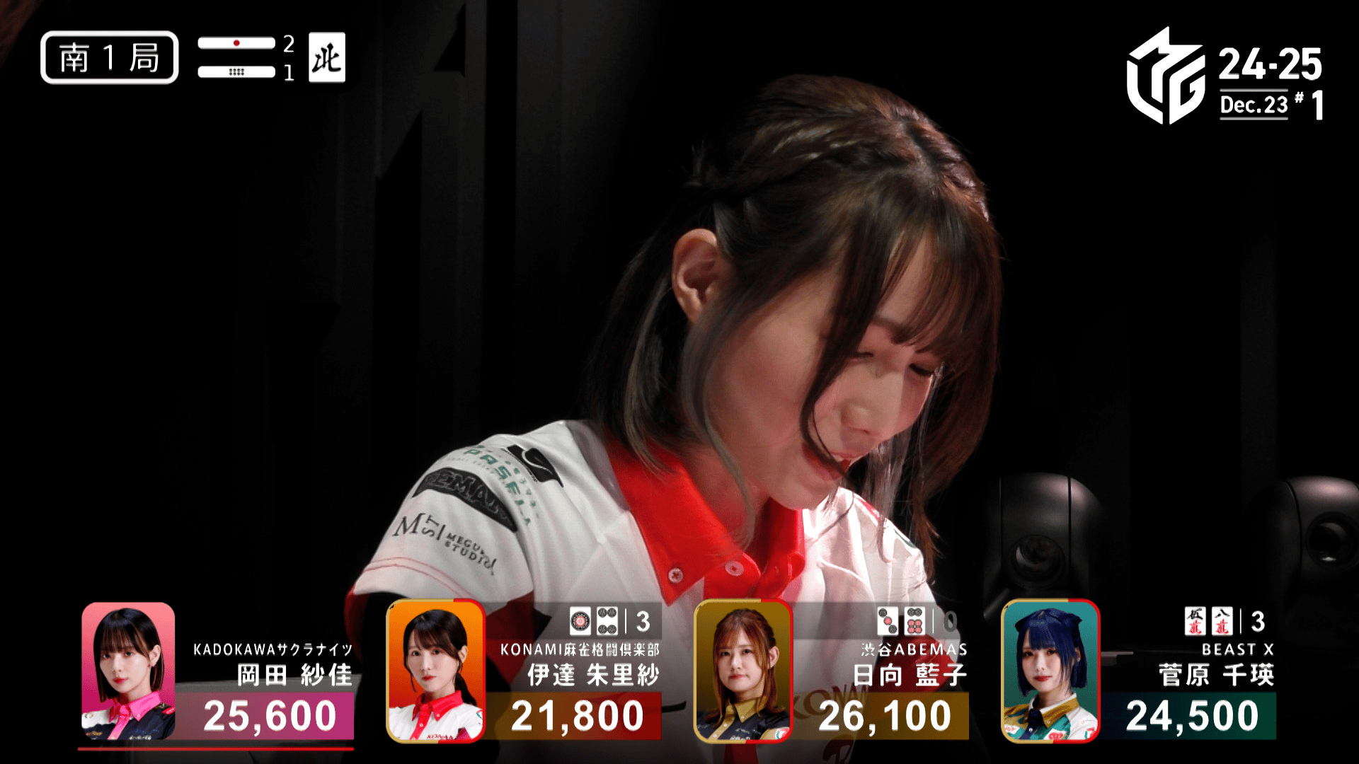 Mリーグ - 2024-25 - 【12月23日 第1試合】伊達朱里紗:手牌ガシャーン