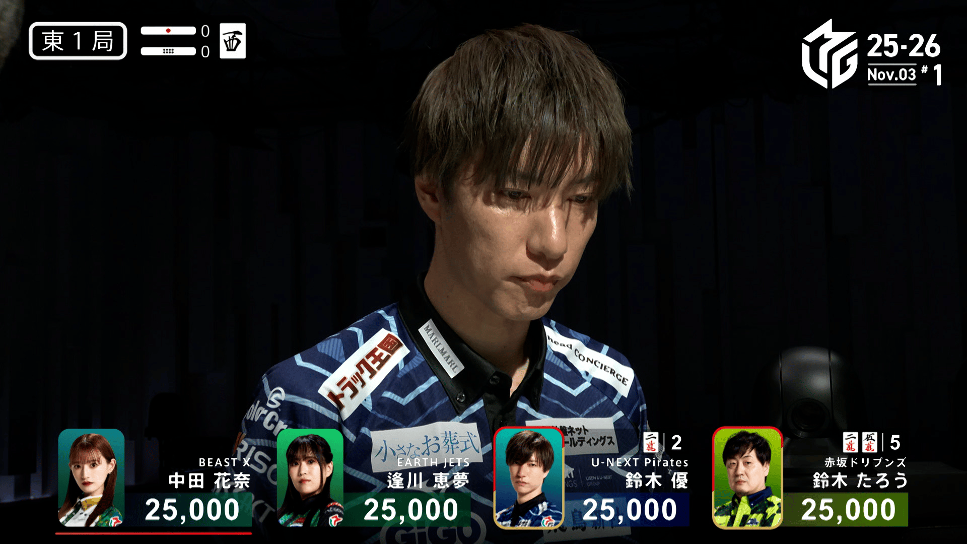 Mリーグ - 2025-26 - 【11月3日 第1試合】鈴木優:あっさり出来上がる