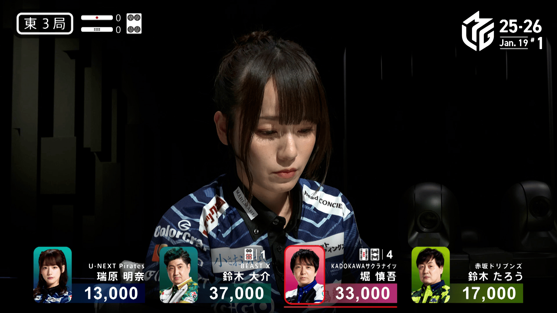 Mリーグ - 2025-26 - 【1月19日 第1試合】瑞原明奈:1対4の劣勢から大