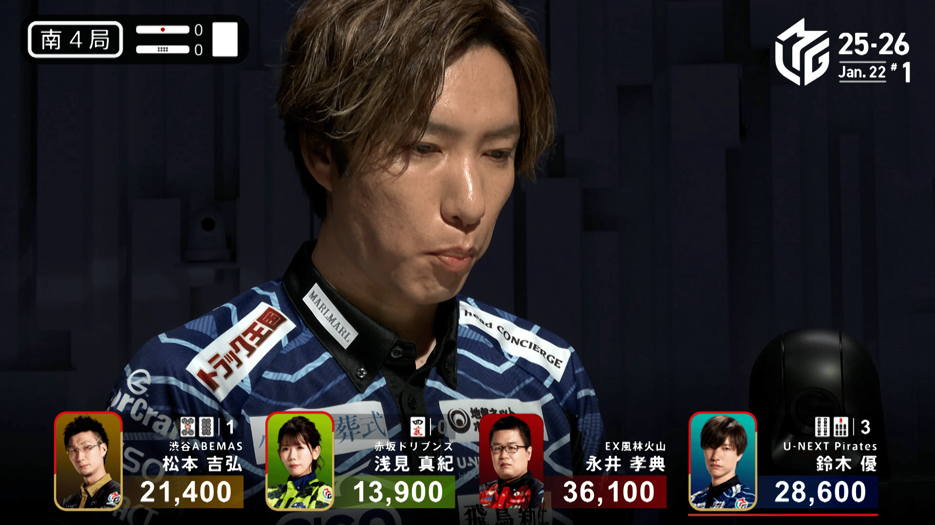 Mリーグ - 2025-26 - 【1月22日 第1試合】鈴木優:逆転ツモに指先が