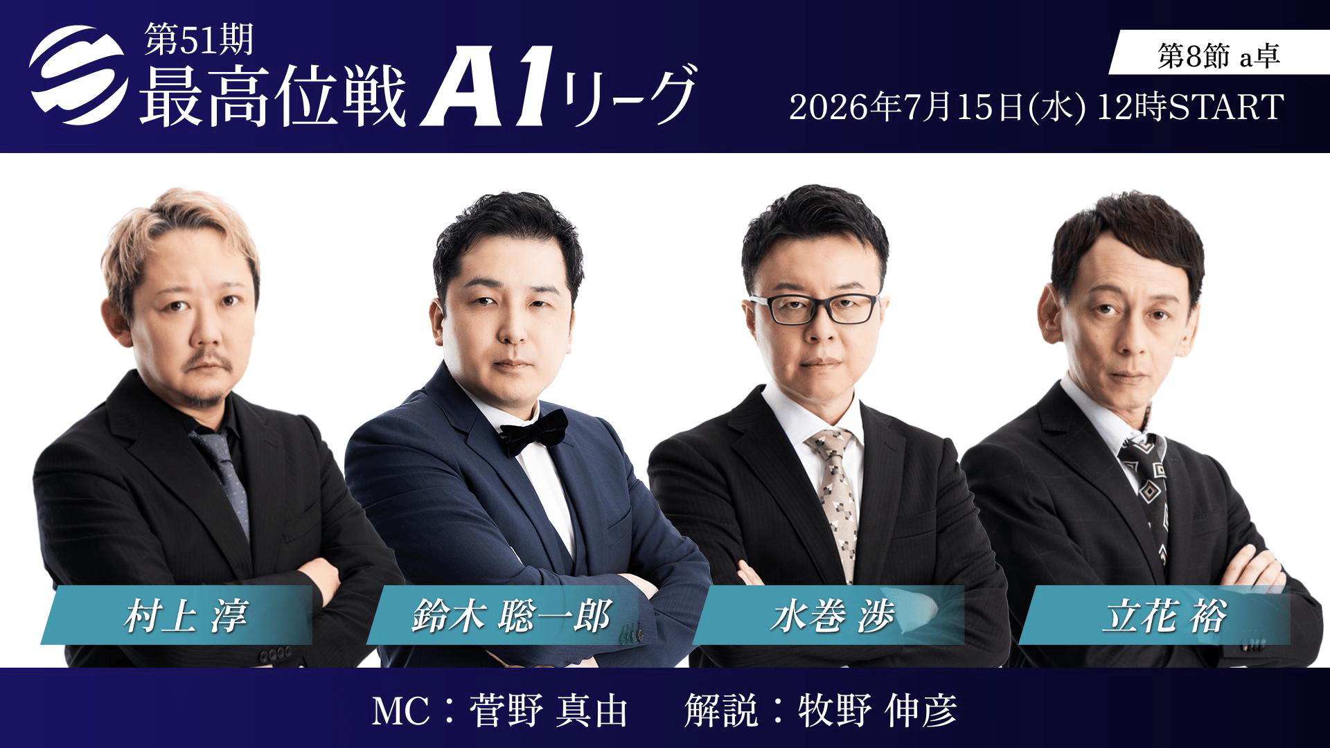 第51期最高位戦 - A1 - 第51期最高位戦A1リーグ 第8節 a卓 3回戦 (麻雀