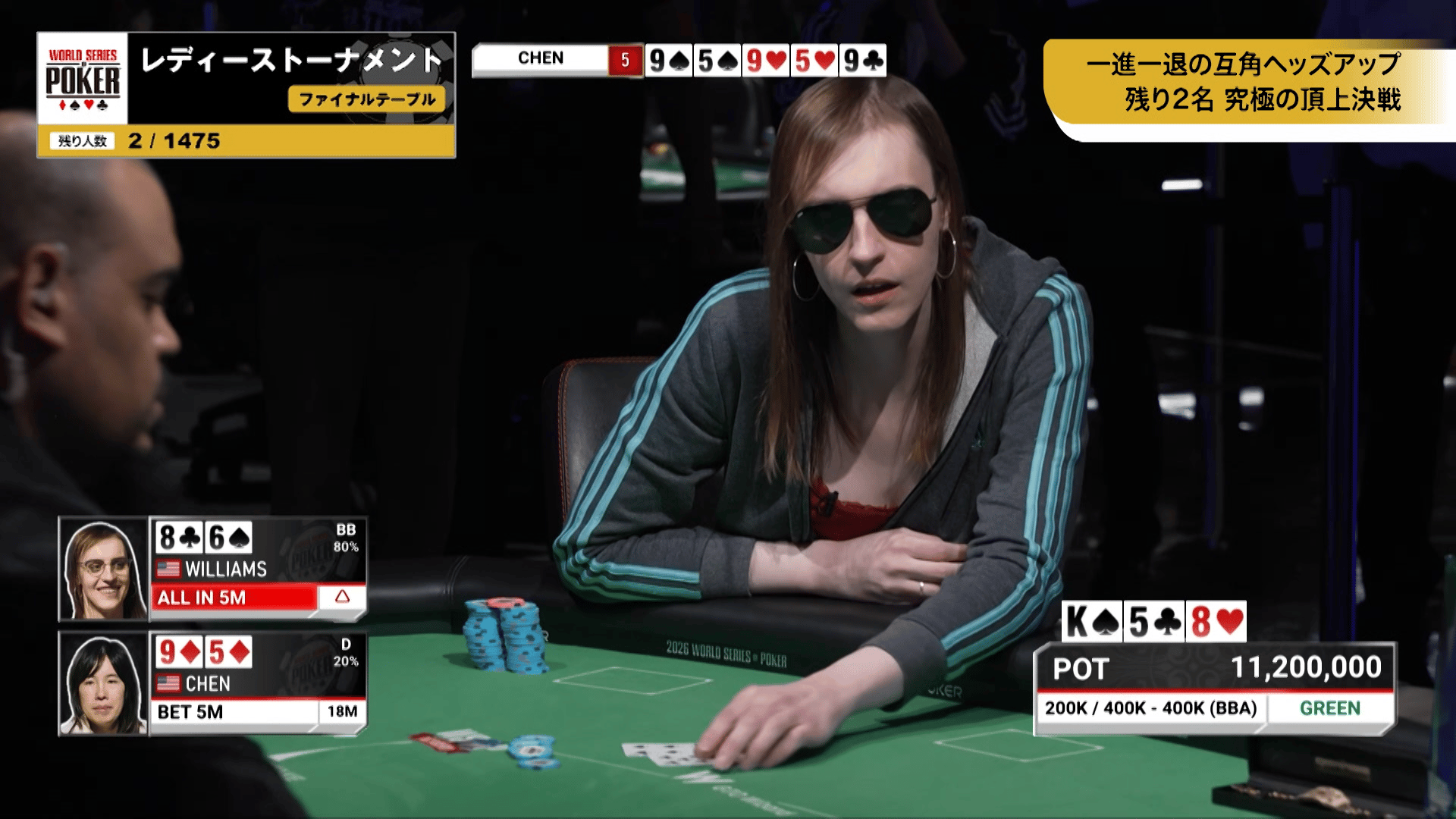 WSOPレディーストーナメント ヘッズアップ 負ければ終わり背水の陣で