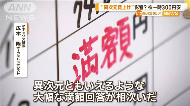 “異次元賃上げ”影響？　日経平均株価、一時300円安