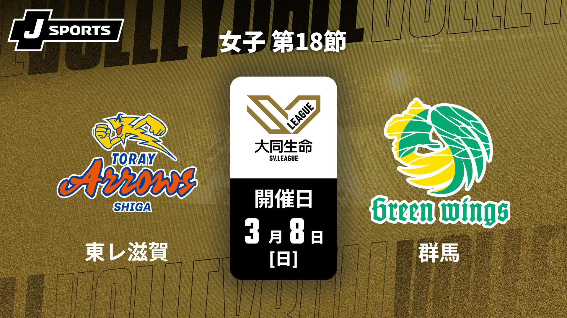 東レアローズ滋賀 vs. 群馬グリーンウイングス(3/8) 女子 第18節【大同