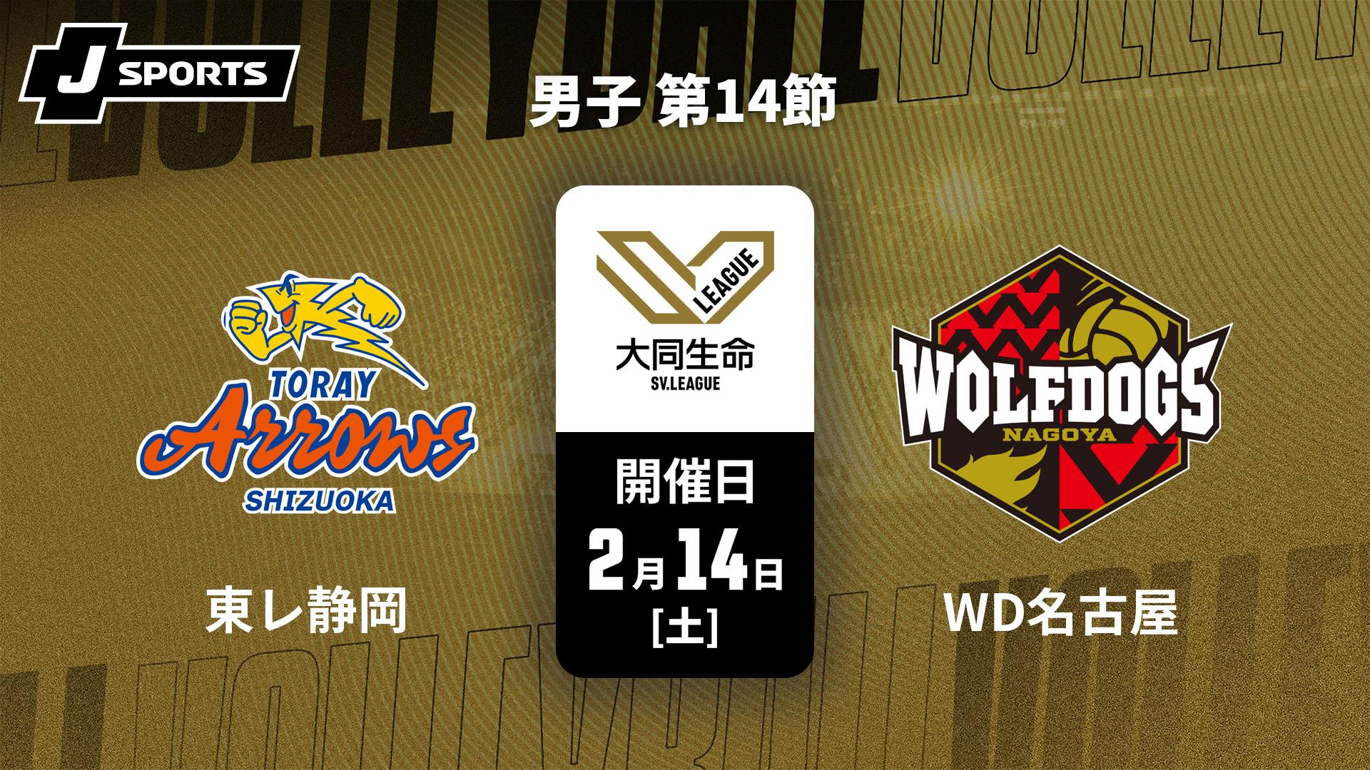 東レアローズ静岡 vs. ウルフドッグス名古屋(2/14) 男子 第14節【大同