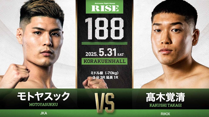 ミドル級(-70kg)3分3R延長1R モトヤスック vs 髙木覚清