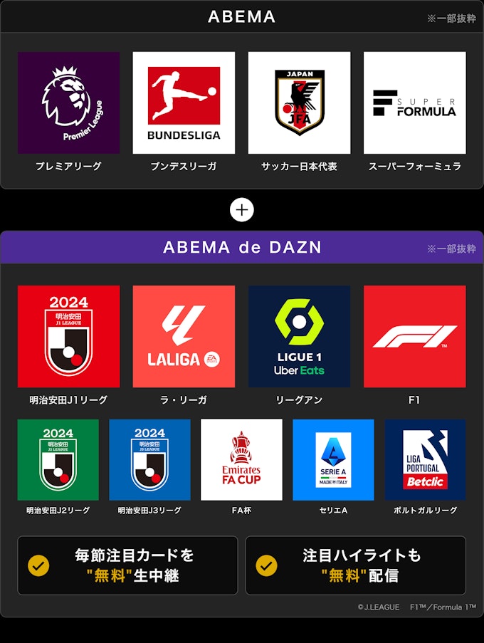 ABEMAとDAZN、「ABEMA de DAZN」を2月23日より提供開始 ー サッカーとF1に特化した内容の新プラン